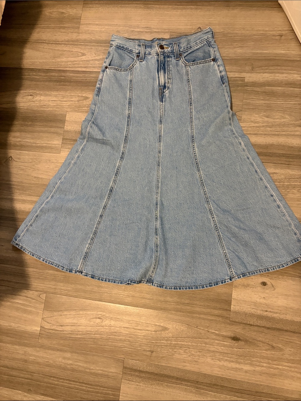Levi's Light Blue Denim Flare Maxi Skirt Size 26